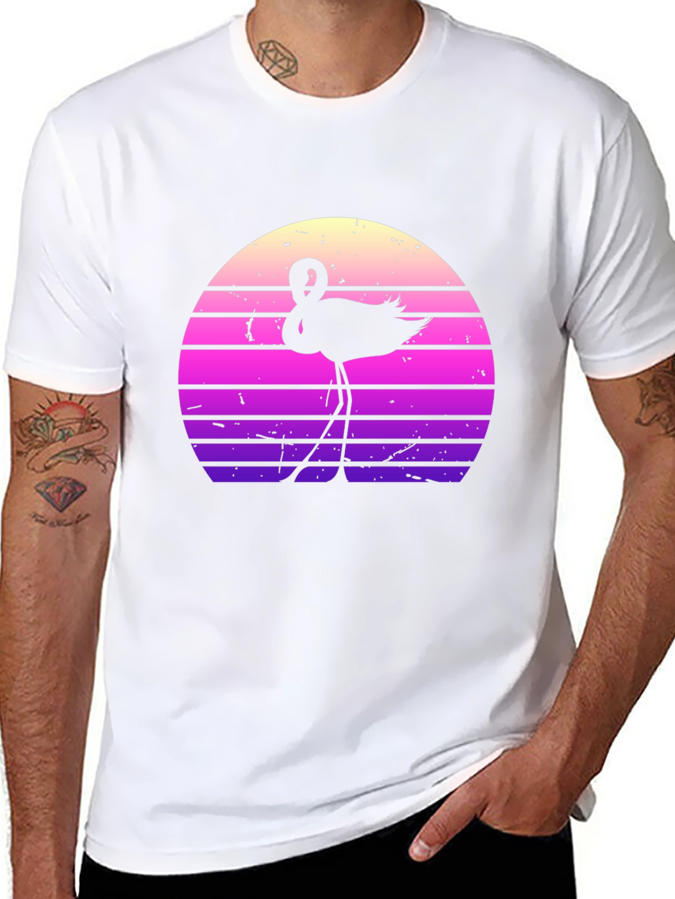 Retro Flamingo Sunset Graphic Tee