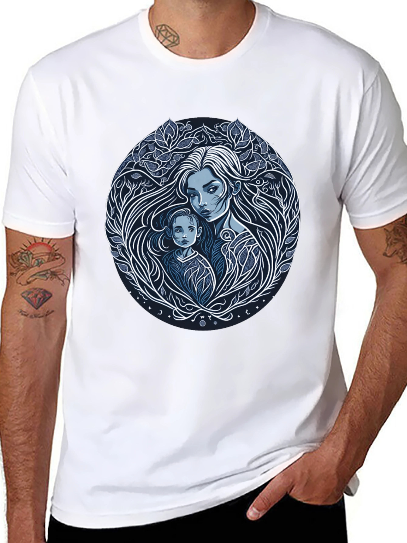 Mother and Child Graphic Tee - Black