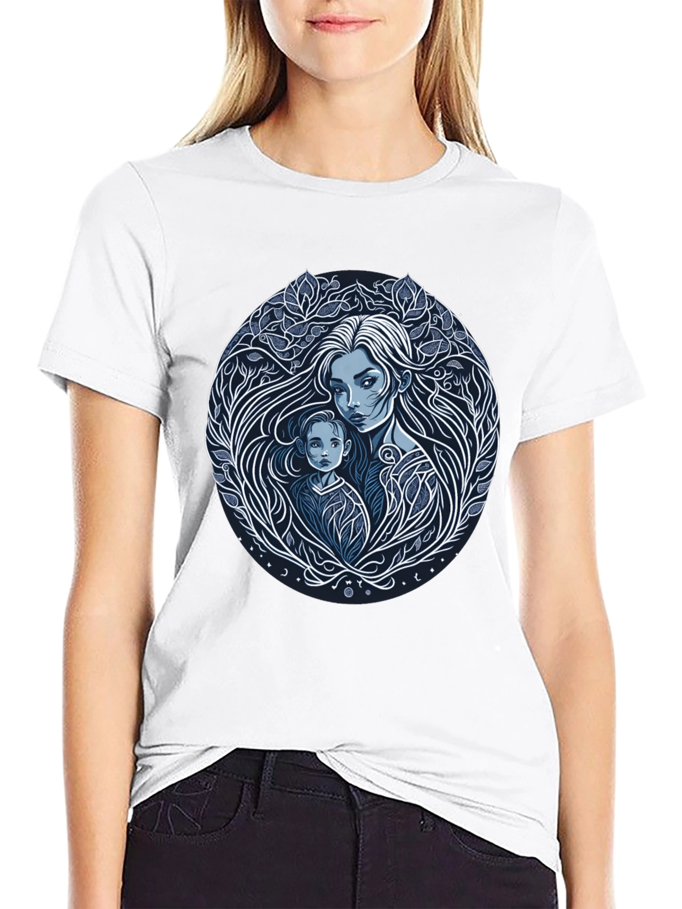 Mother and Child Graphic Tee - Black