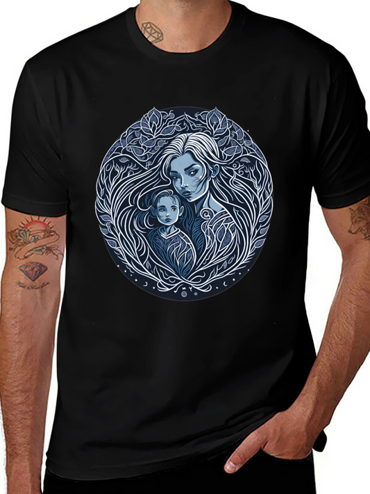 Mother and Child Graphic Tee - Black