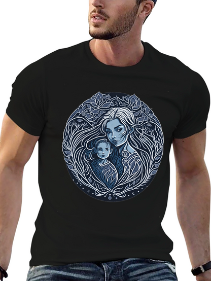 Mother and Child Graphic Tee - Black