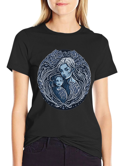 Mother and Child Graphic Tee - Black