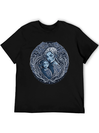 Mother and Child Graphic Tee - Black