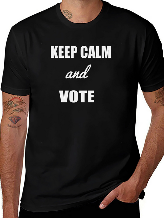 Keep Calm and Vote Graphic Tee - Black Cotton