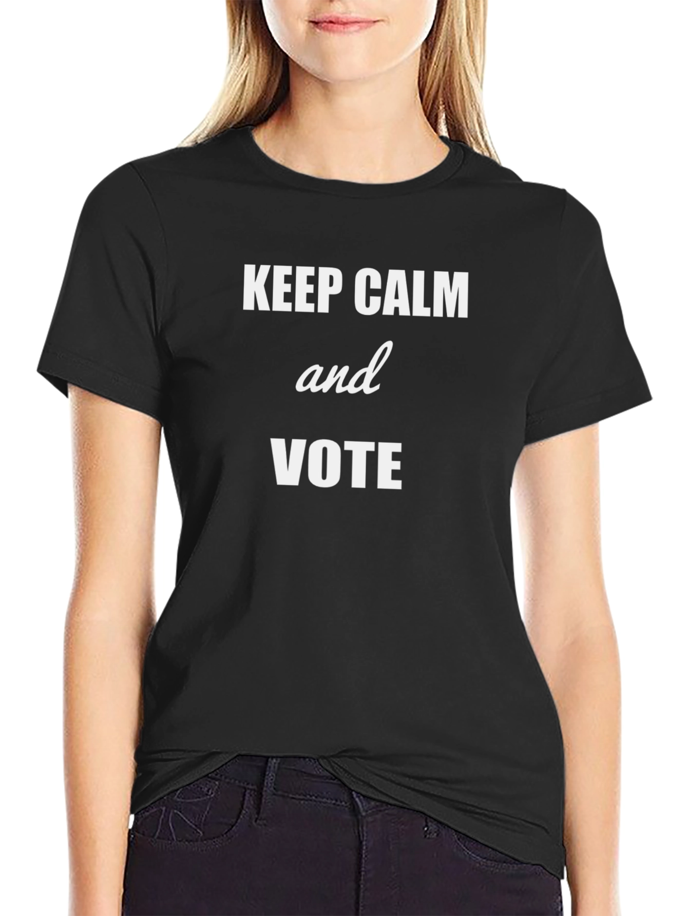 Keep Calm and Vote Graphic Tee - Black Cotton