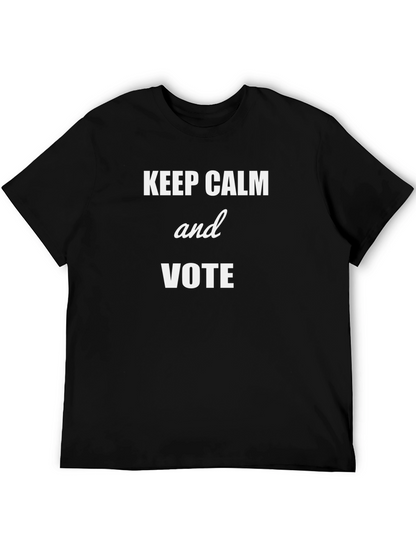 Keep Calm and Vote Graphic Tee - Black Cotton