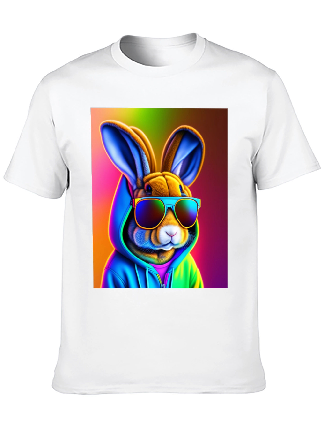 Cool Rabbit Tee: Rainbow Hoodie & Shades