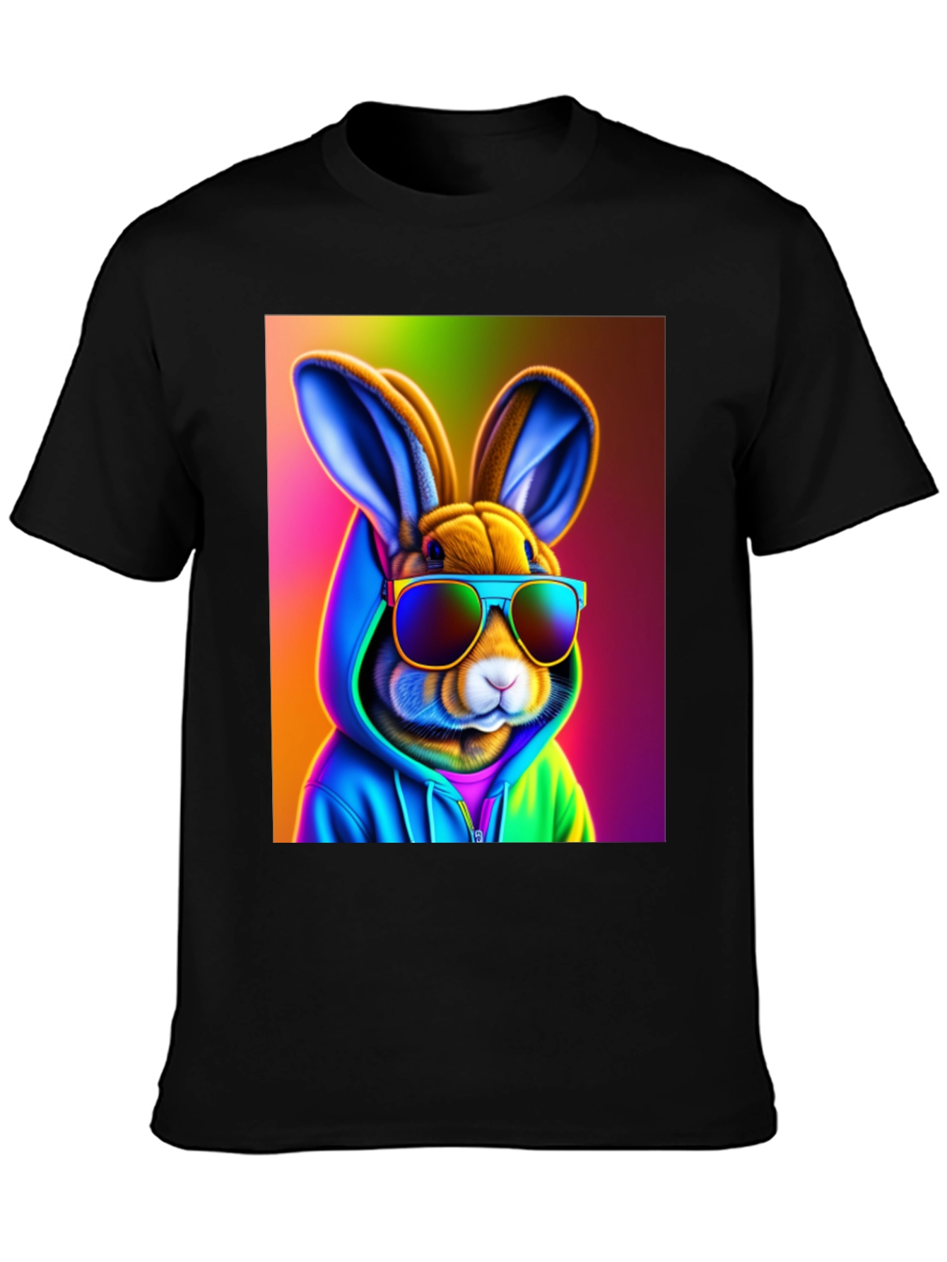Cool Rabbit Tee: Rainbow Hoodie & Shades