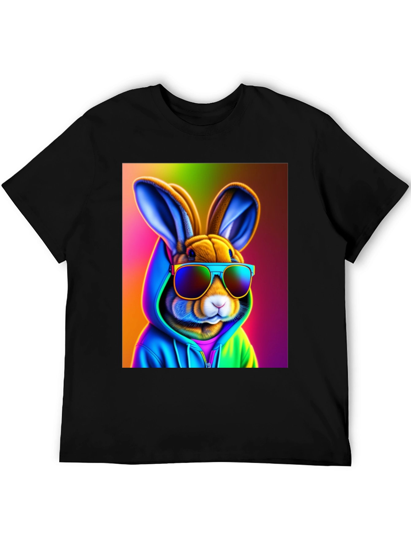 Cool Rabbit Tee: Rainbow Hoodie & Shades