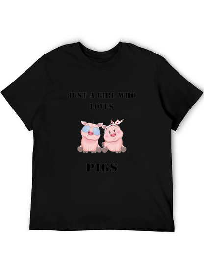 Just a Girl Who Loves Pigs Black T-Shirt