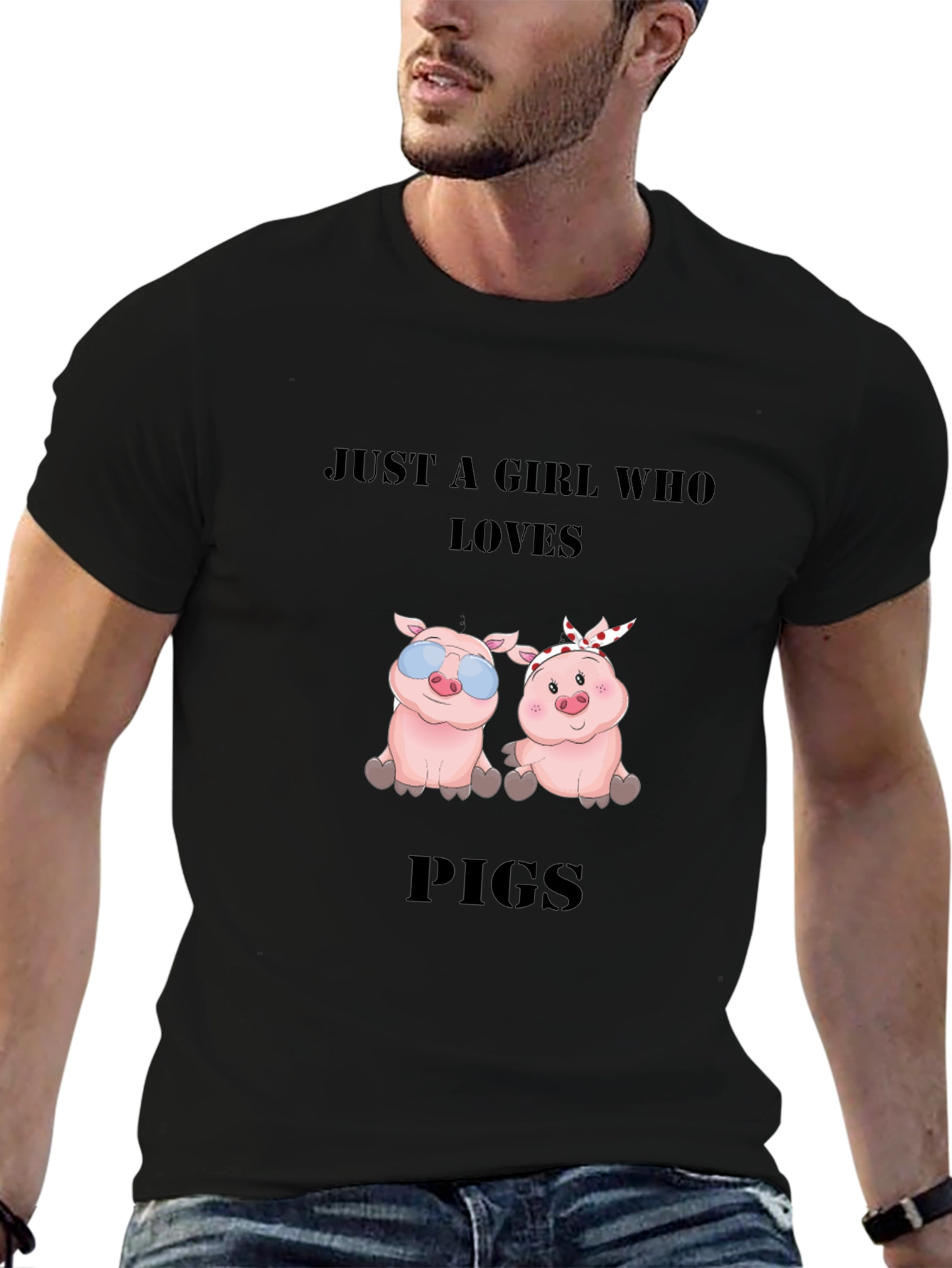 Just a Girl Who Loves Pigs Black T-Shirt