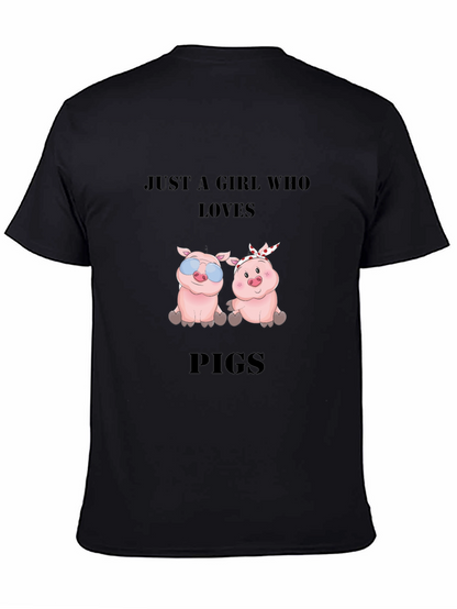 Just a Girl Who Loves Pigs Black T-Shirt