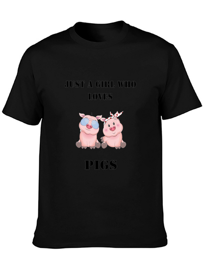 Just a Girl Who Loves Pigs Black T-Shirt