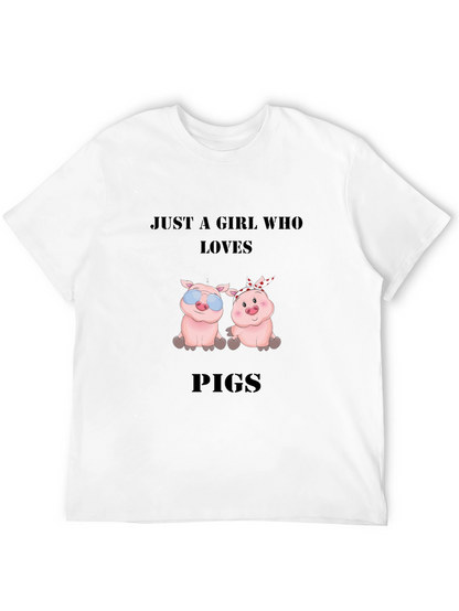 Just a Girl Who Loves Pigs Black T-Shirt