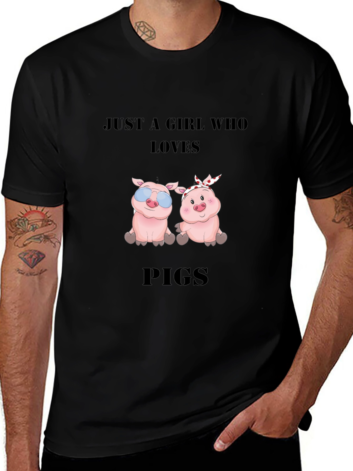 Just a Girl Who Loves Pigs Black T-Shirt