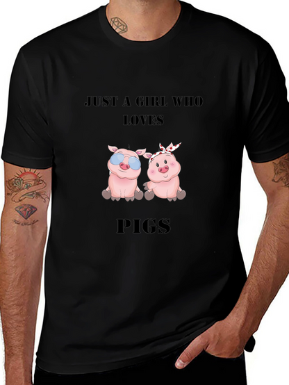 Just a Girl Who Loves Pigs Black T-Shirt