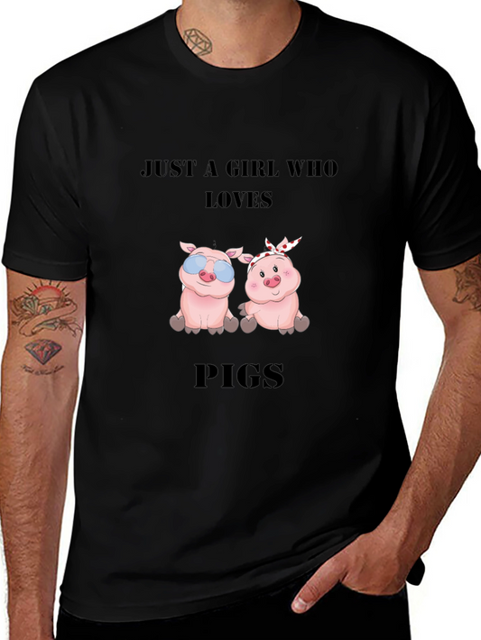 Just a Girl Who Loves Pigs Black T-Shirt