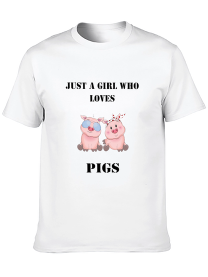 Just a Girl Who Loves Pigs Black T-Shirt