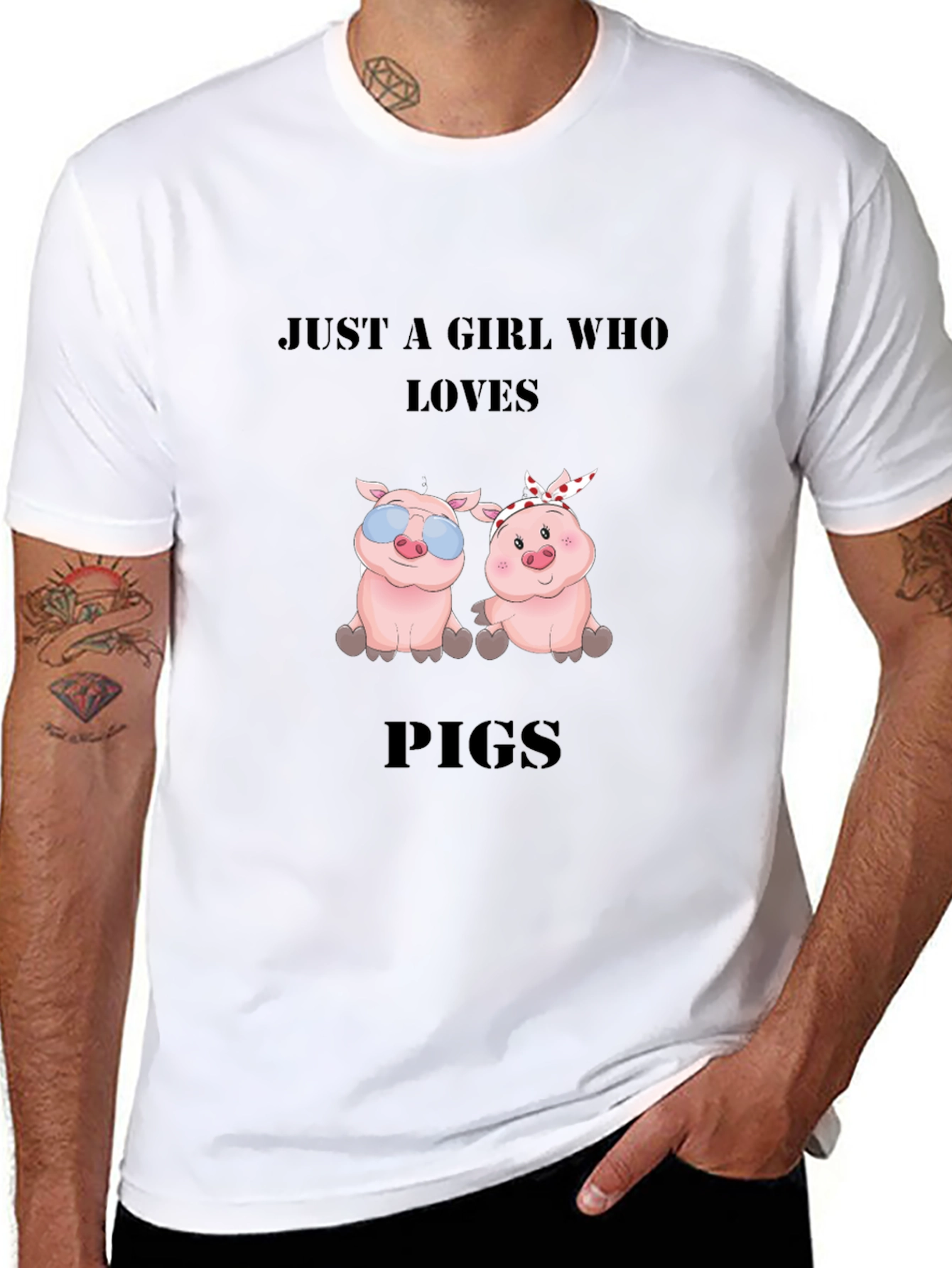 Just a Girl Who Loves Pigs Black T-Shirt