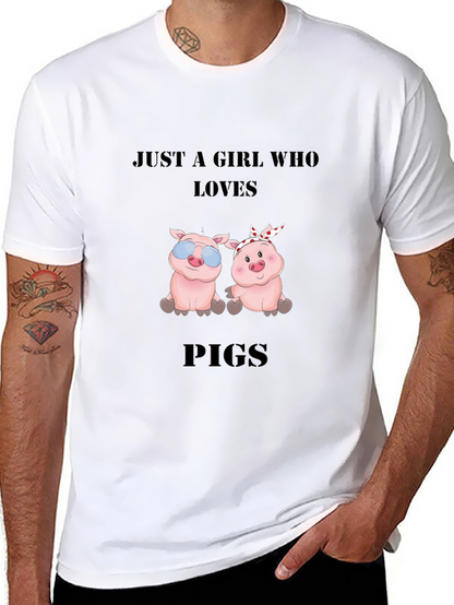 Just a Girl Who Loves Pigs Black T-Shirt