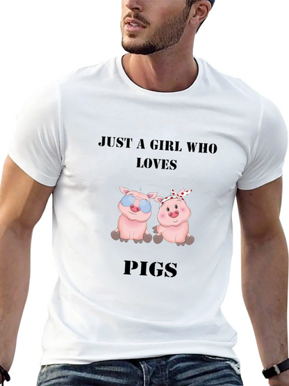 Just a Girl Who Loves Pigs Black T-Shirt