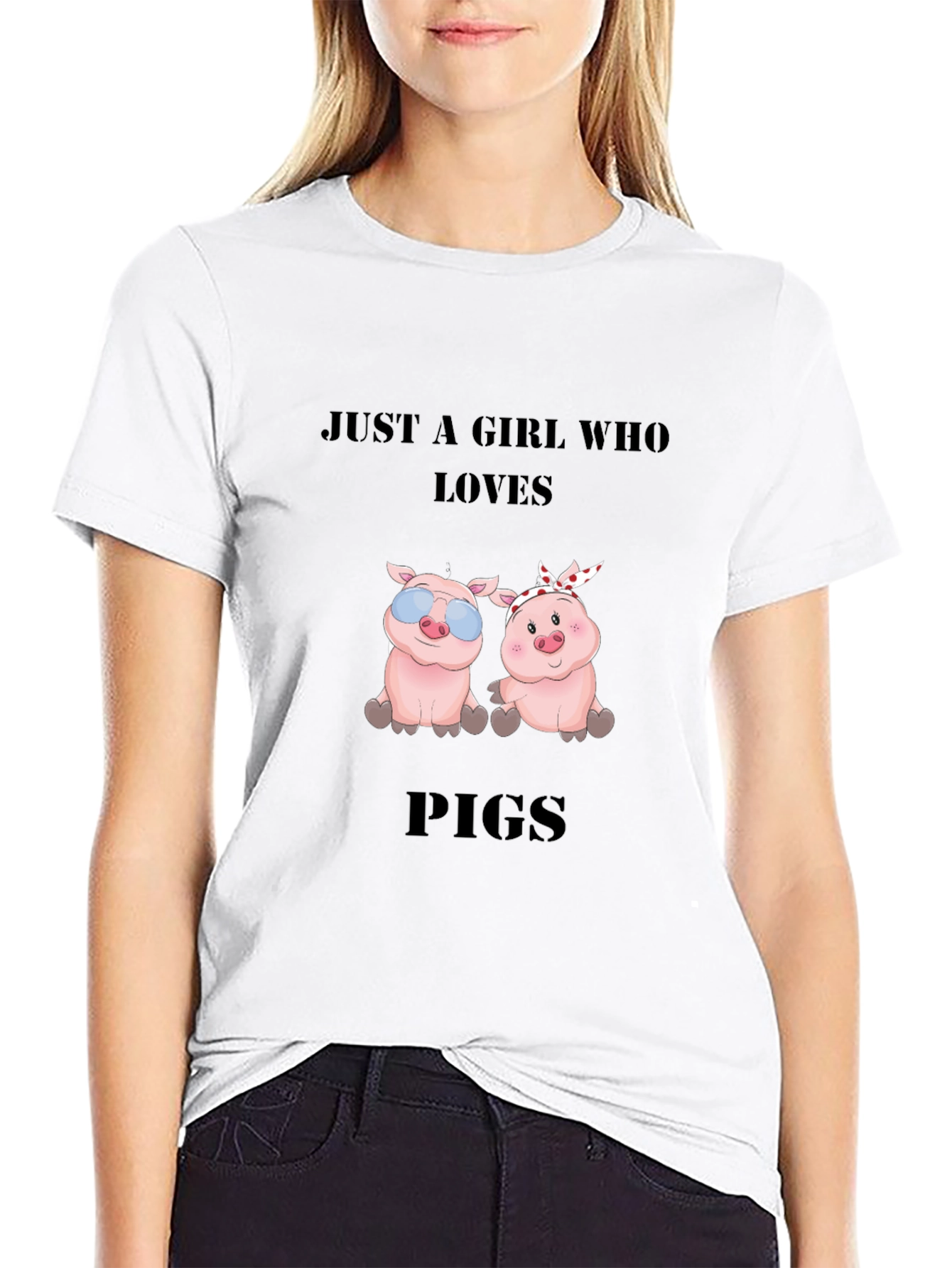 Just a Girl Who Loves Pigs Black T-Shirt