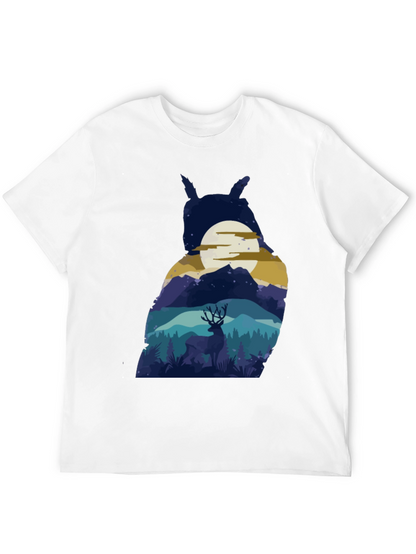Owl Moon Deer T-Shirt - Nature Graphic Tee