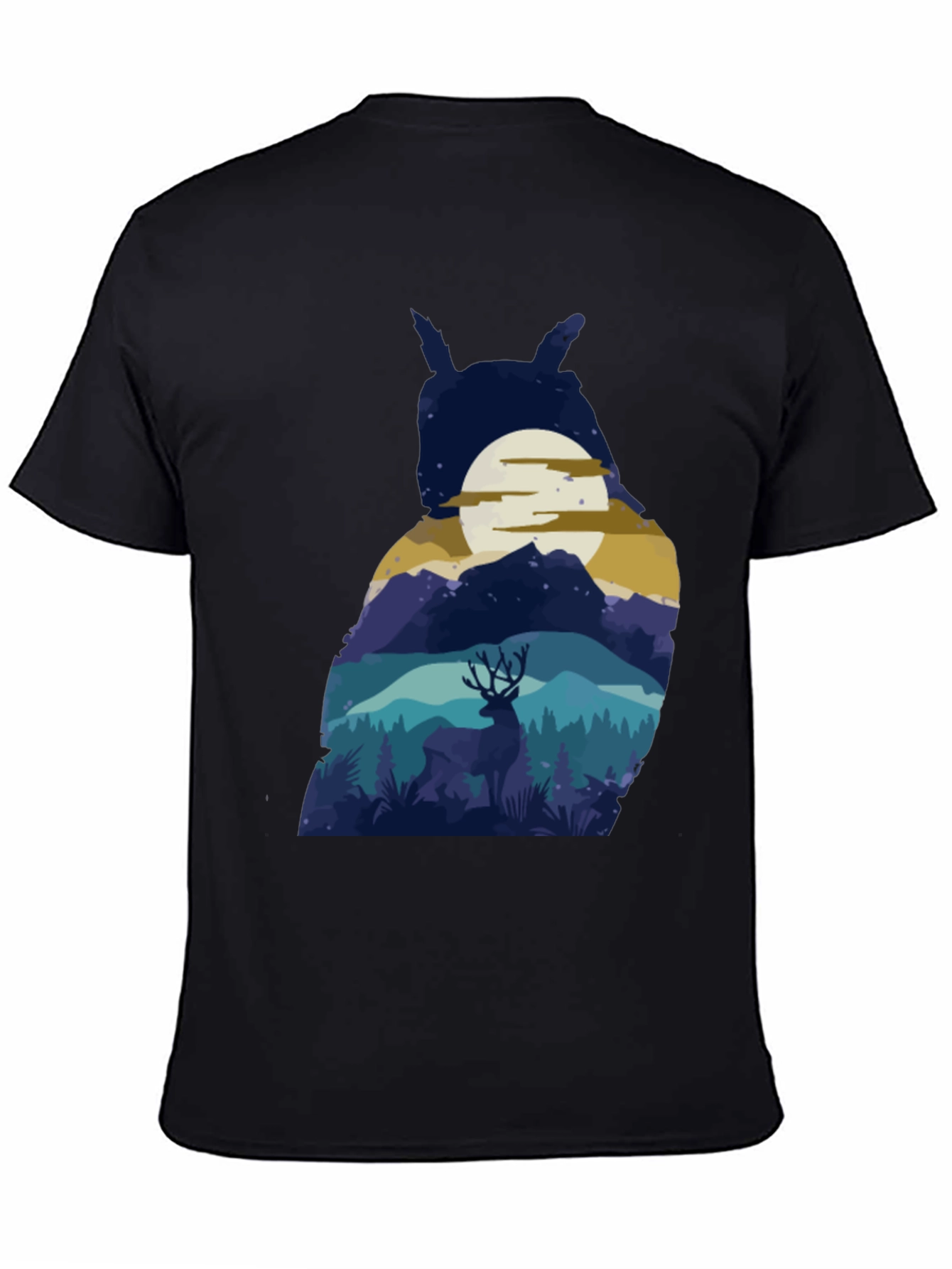 Owl Moon Deer T-Shirt - Nature Graphic Tee