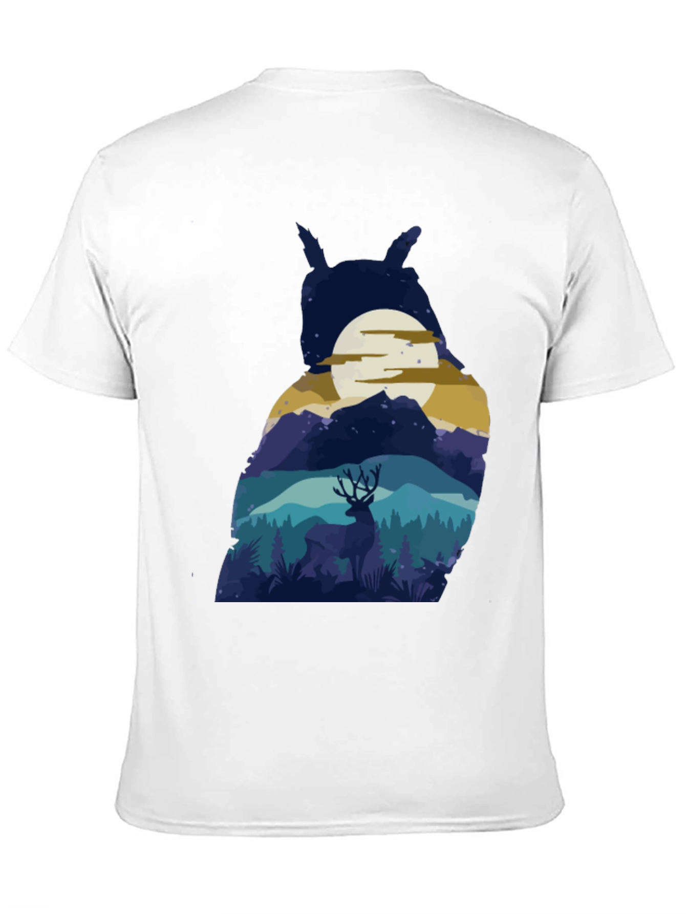 Owl Moon Deer T-Shirt - Nature Graphic Tee