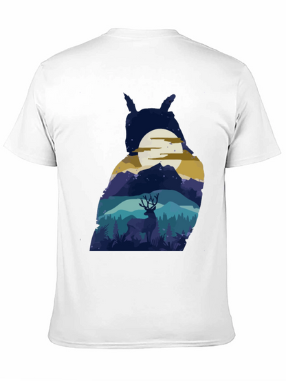 Owl Moon Deer T-Shirt - Nature Graphic Tee