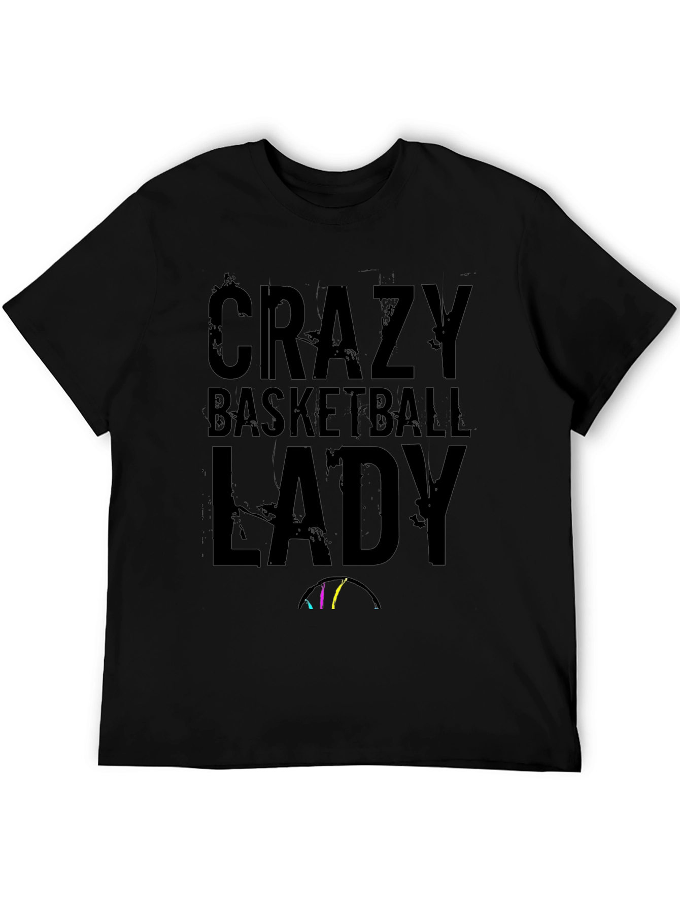 Crazy Basketball Lady Black T-Shirt