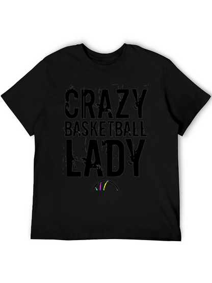Crazy Basketball Lady Black T-Shirt