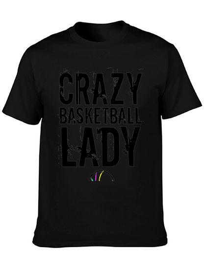 Crazy Basketball Lady Black T-Shirt