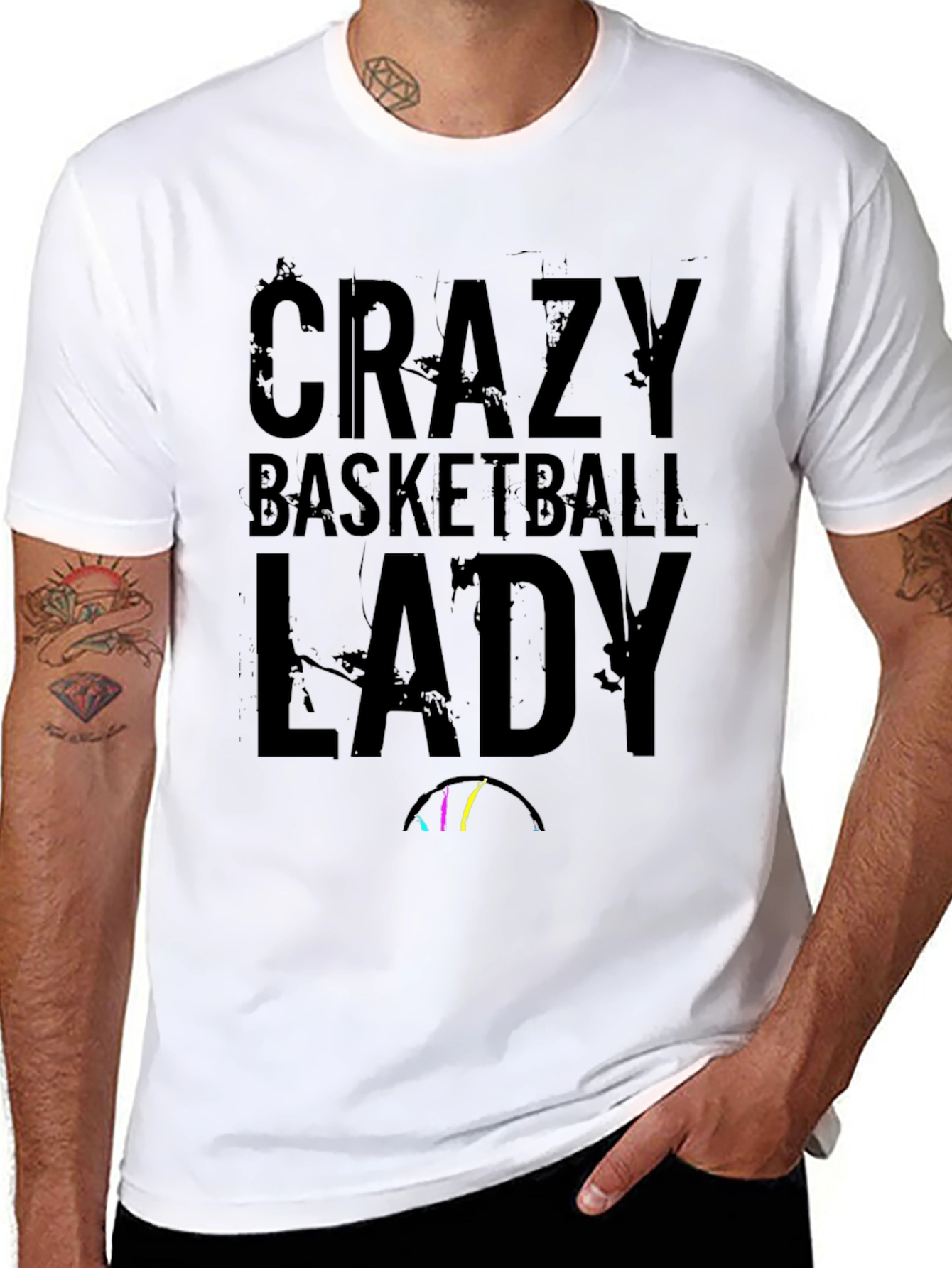 Crazy Basketball Lady Black T-Shirt