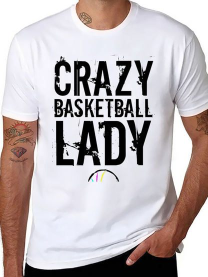 Crazy Basketball Lady Black T-Shirt