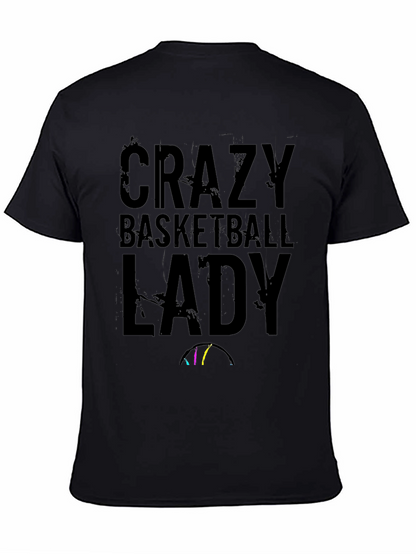Crazy Basketball Lady Black T-Shirt