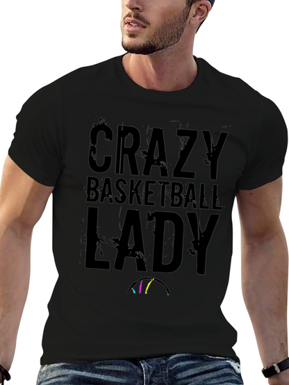 Crazy Basketball Lady Black T-Shirt
