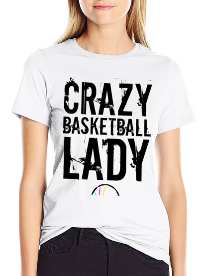 Crazy Basketball Lady Black T-Shirt