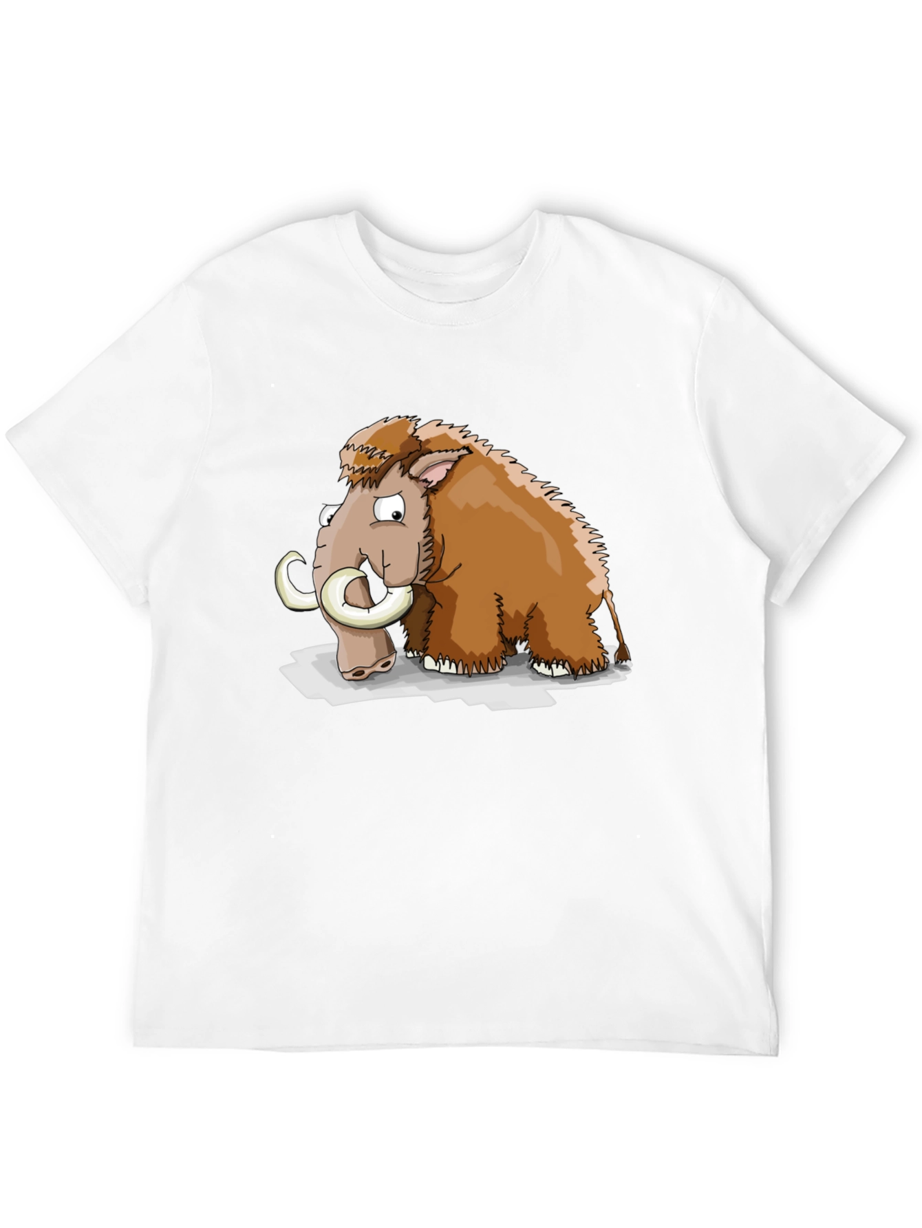 Cartoon Mammoth Graphic Tee - Black Cotton T-Shirt