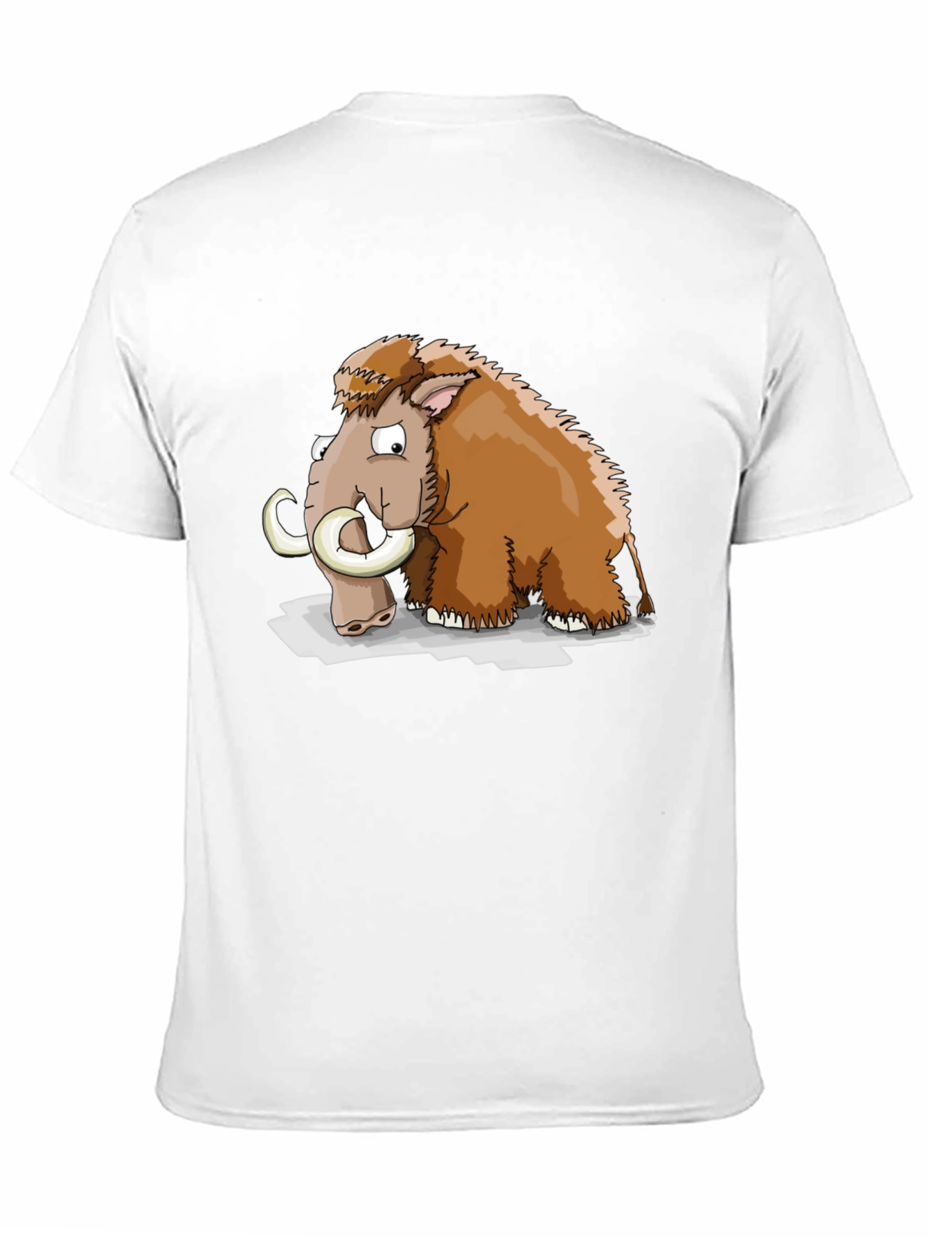 Cartoon Mammoth Graphic Tee - Black Cotton T-Shirt