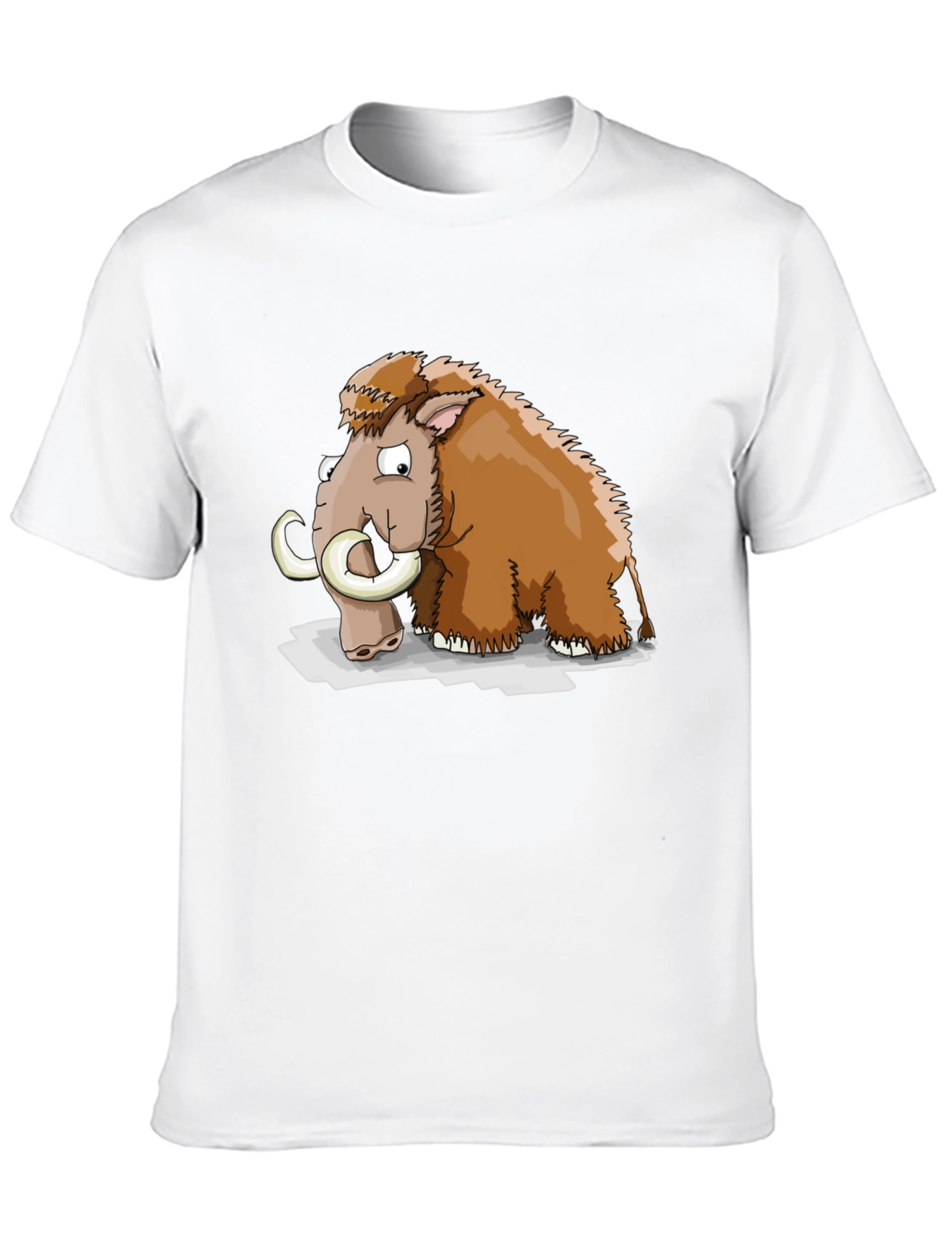 Cartoon Mammoth Graphic Tee - Black Cotton T-Shirt