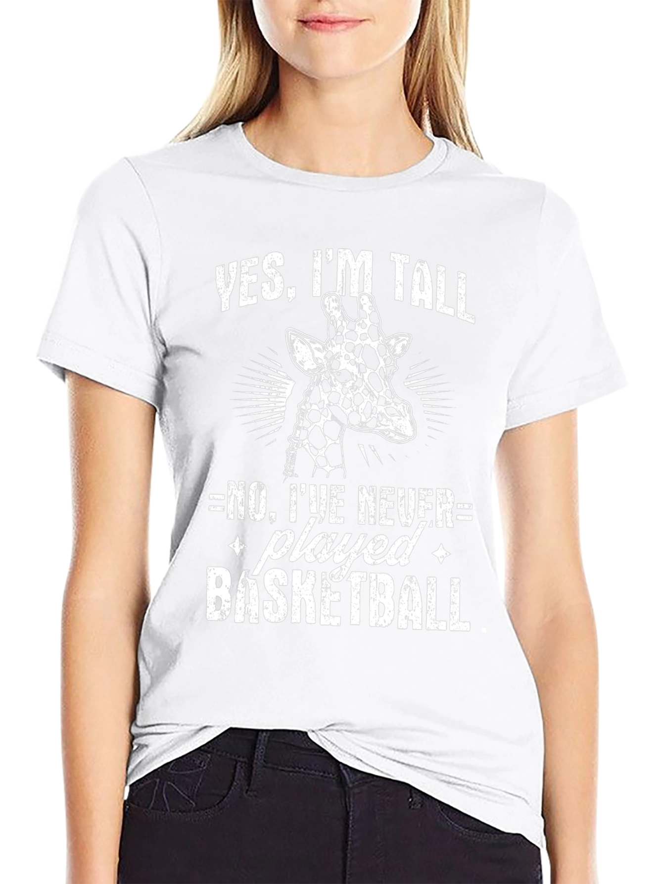 Funny Giraffe T-Shirt - Yes Im Tall Basketball Tee