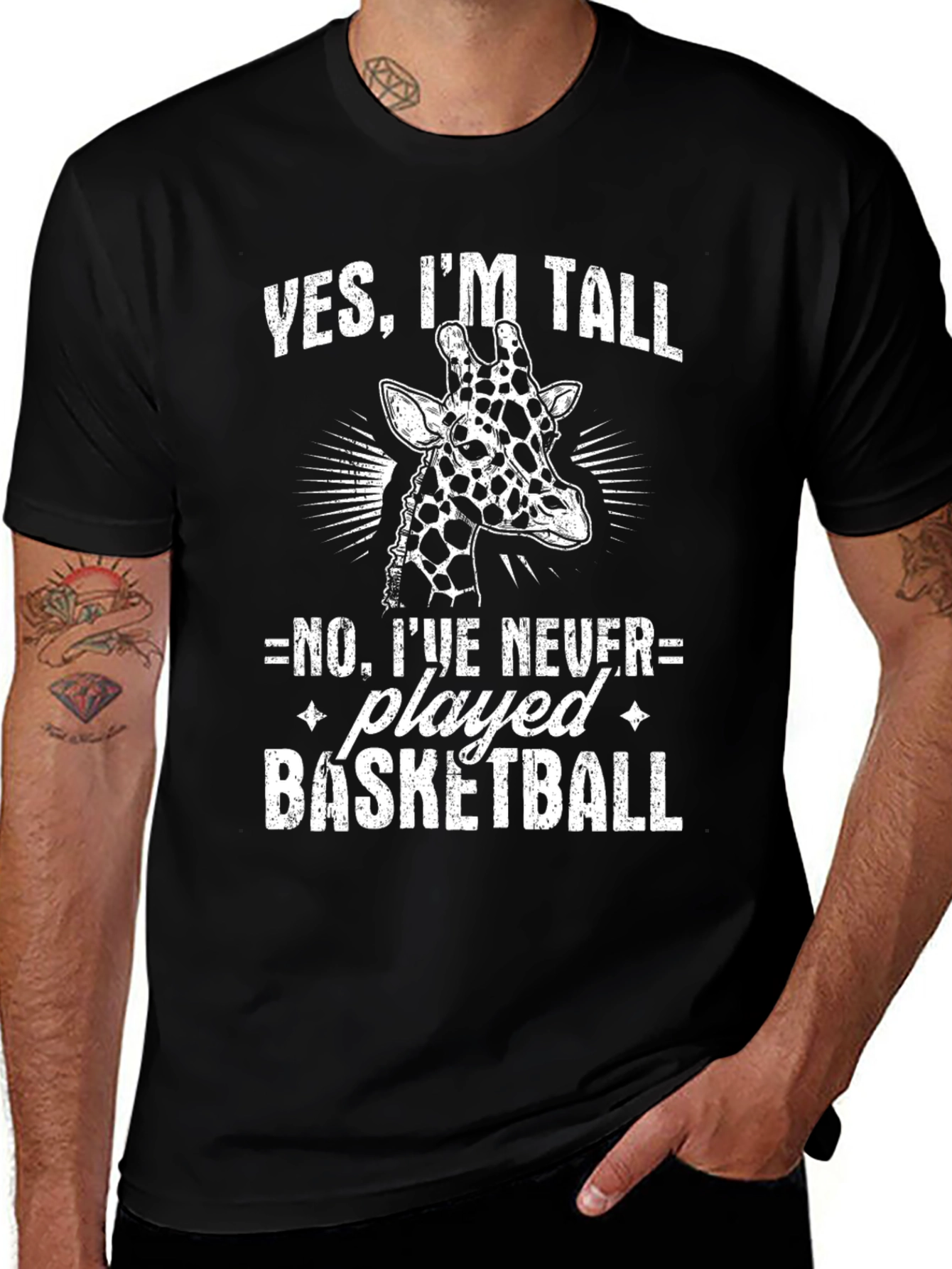 Funny Giraffe T-Shirt - Yes Im Tall Basketball Tee