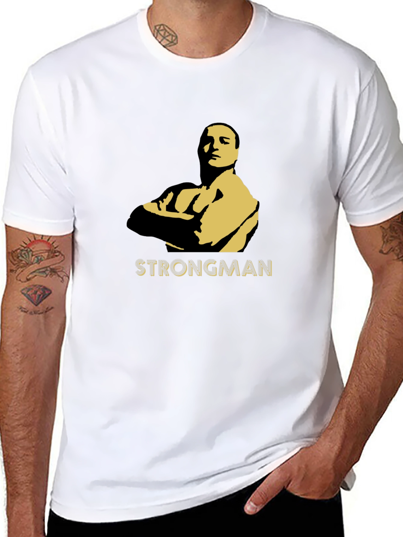 Strongman Graphic Tee - Bold Silhouette Design