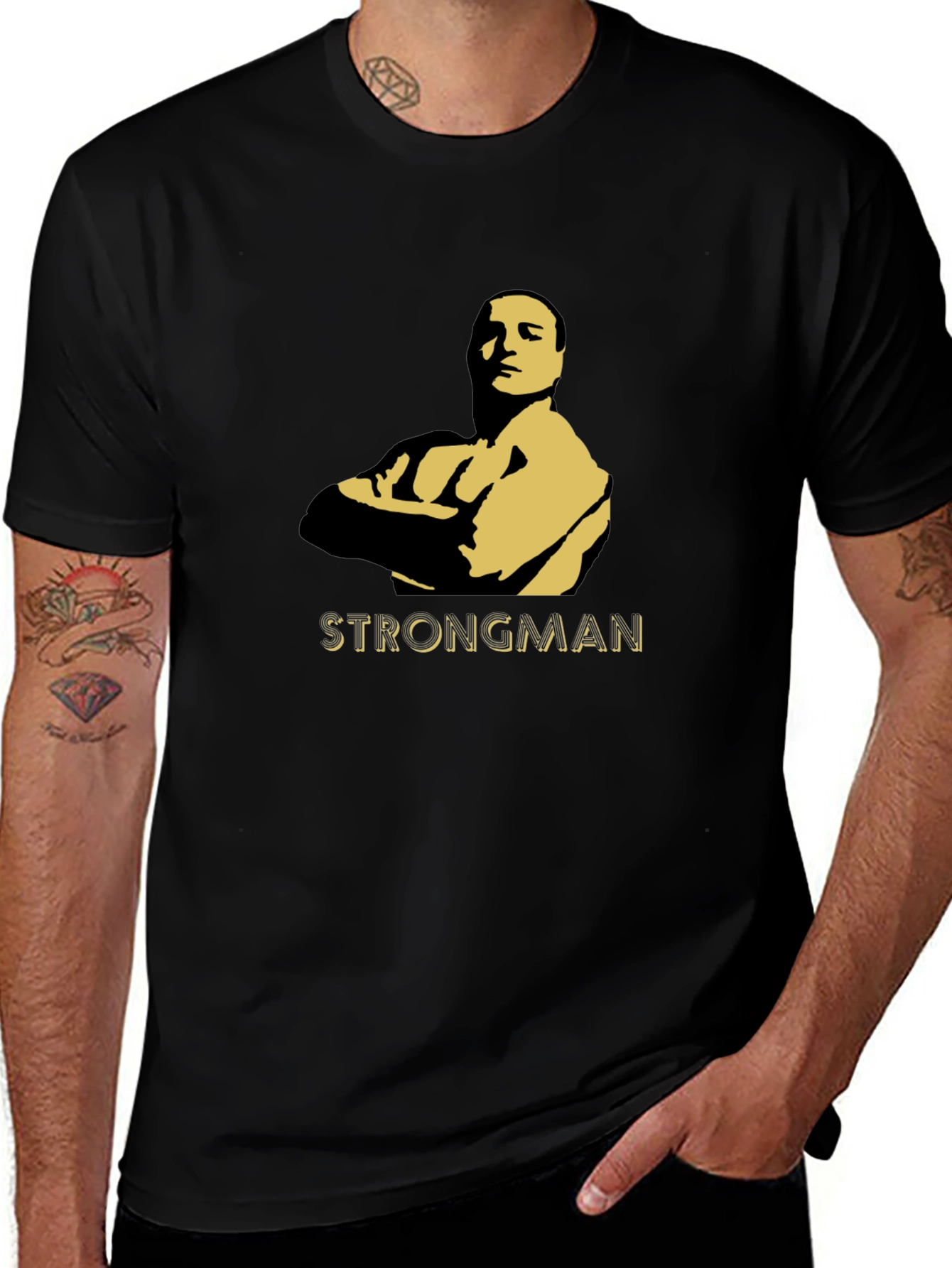 Strongman Graphic Tee - Bold Silhouette Design