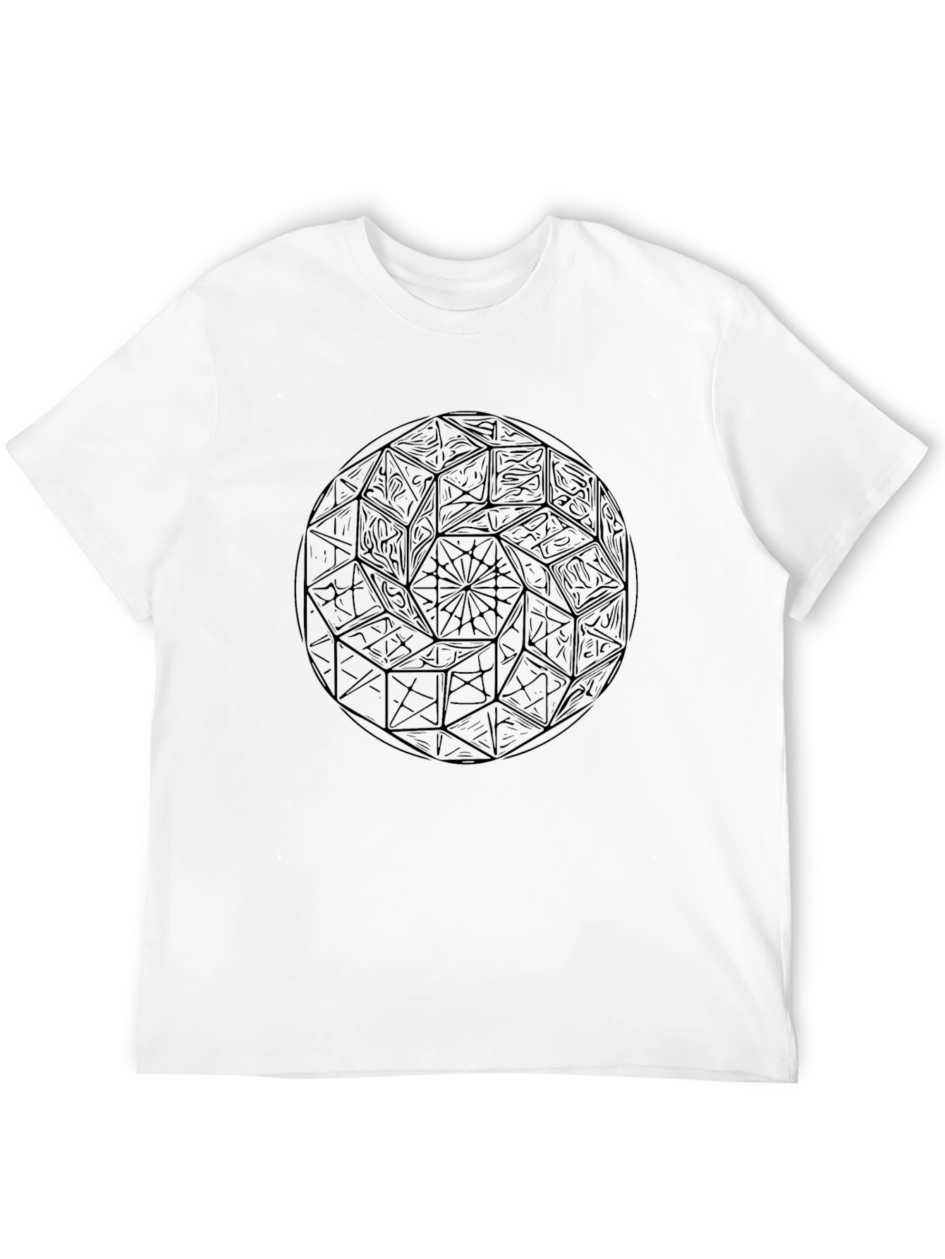 Geometric Black T-Shirt: Unique Design Casual Wear