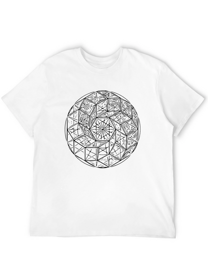 Geometric Black T-Shirt: Unique Design Casual Wear