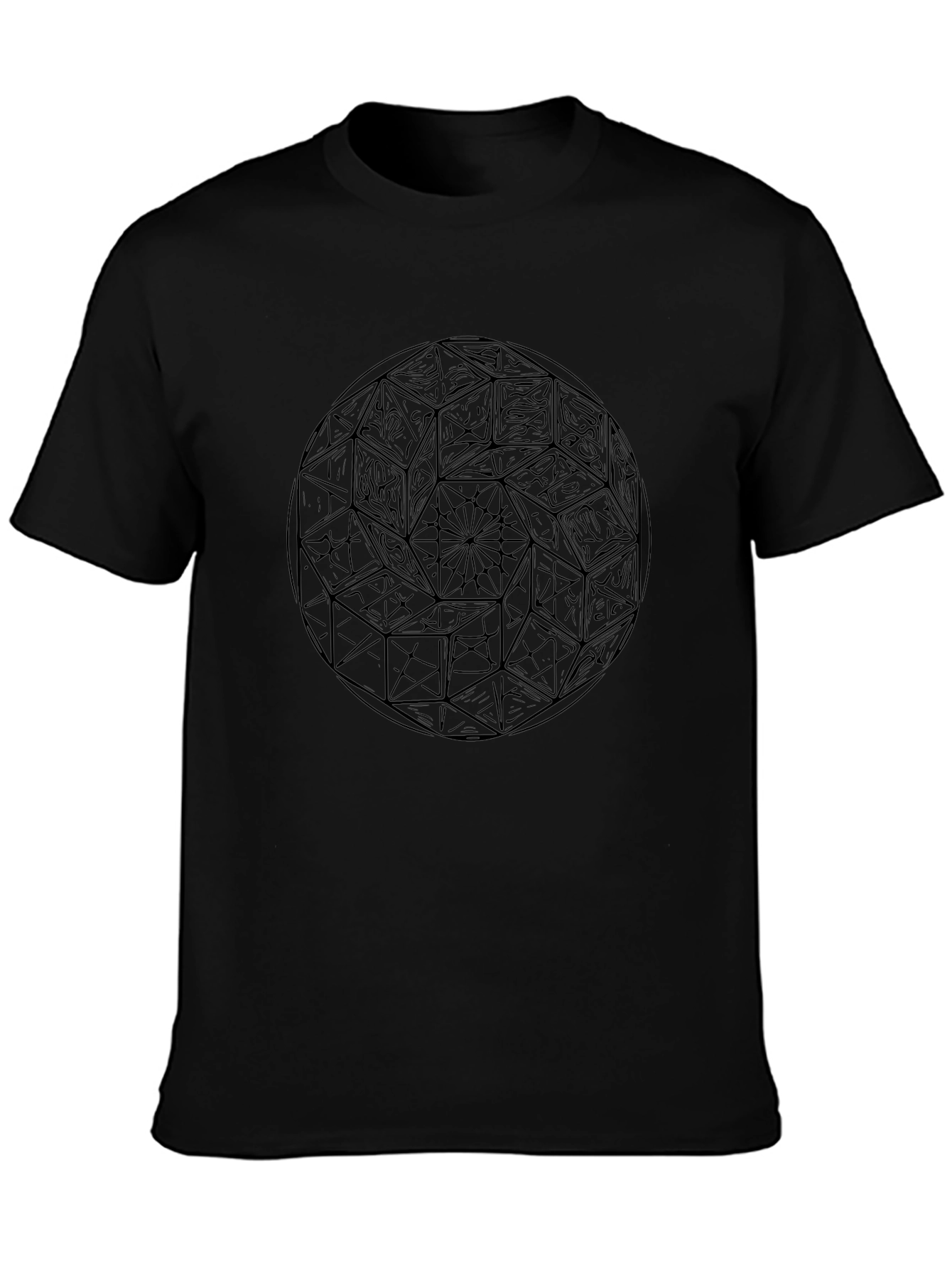 Geometric Black T-Shirt: Unique Design Casual Wear