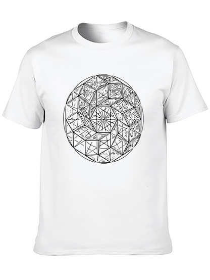 Geometric Black T-Shirt: Unique Design Casual Wear