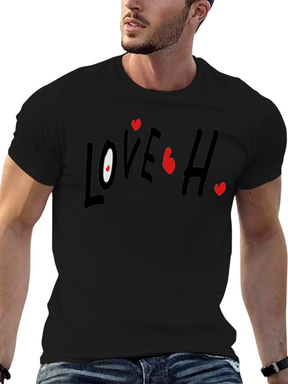 Love Hearts Graphic Black T-Shirt